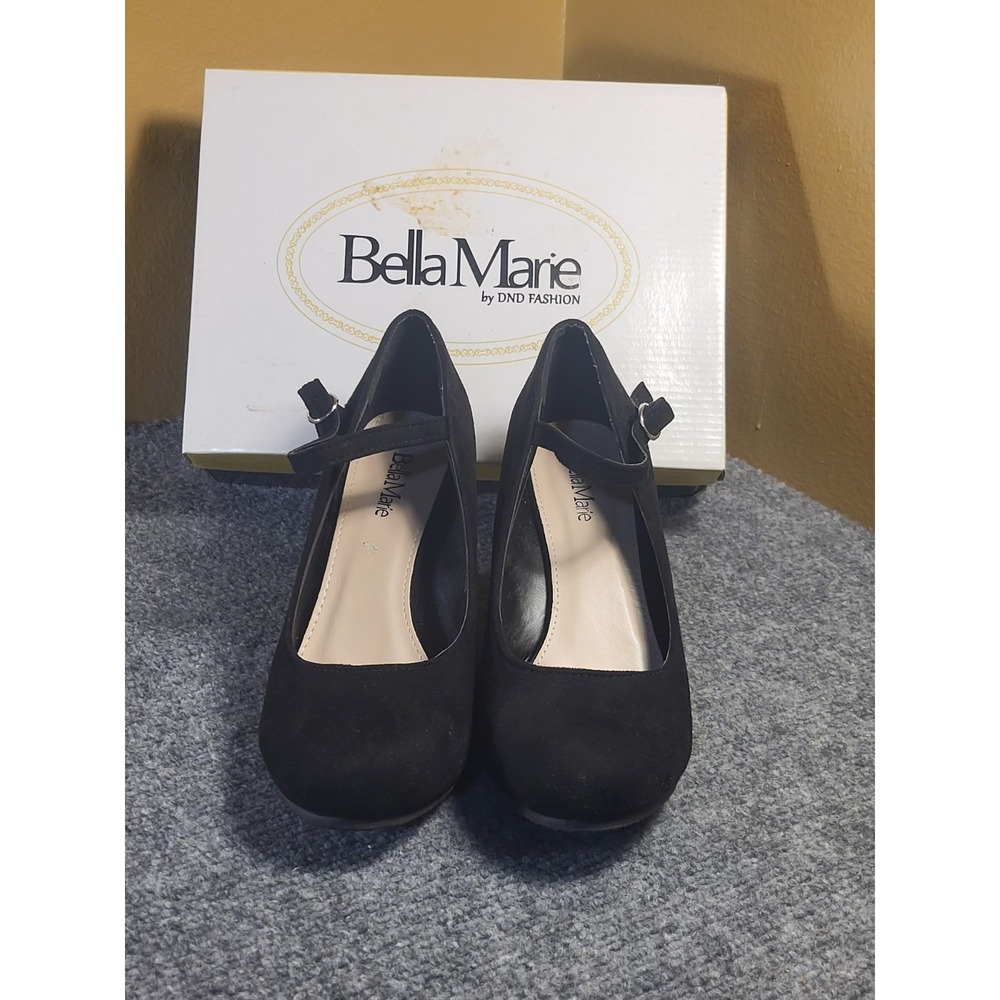 Bella Marie Black Suede Denise-1 Mary Jane Wedges Size 9